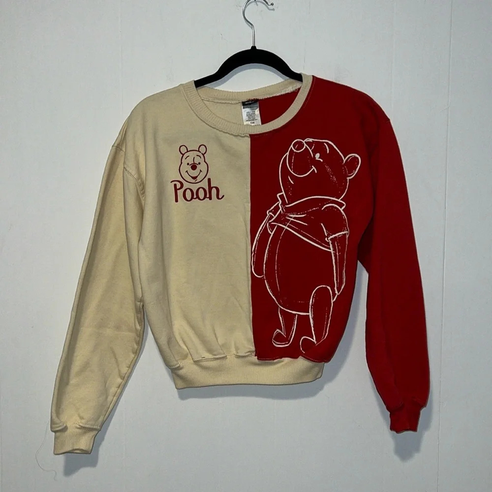 * Disney Winnie The Pooh Women’s Long Sleeve Sweatshirt Crop Color Block 1012